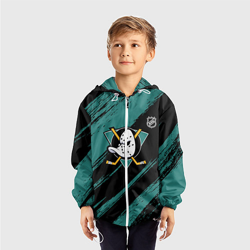 Детская ветровка Анахайм Дакс - зеленая краска / 3D-Белый – фото 3