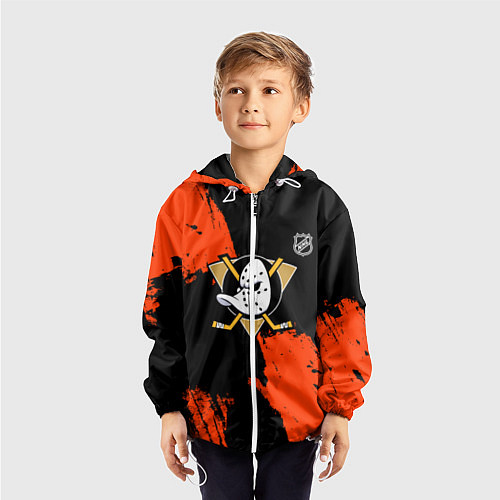 Детская ветровка Анахайм Дакс - оранжевая краска / 3D-Белый – фото 3