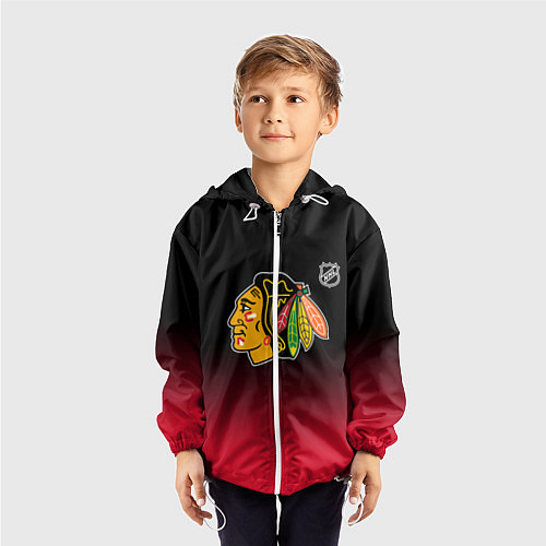 Детская ветровка Чикаго Блэкхокс - градиент / 3D-Белый – фото 3