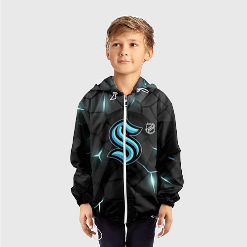 Детская ветровка Сиэтл Кракен - НХЛ хоккей / 3D-Белый – фото 3