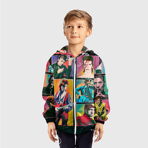 Детская ветровка David Bowie vintage collage / 3D-Белый – фото 3