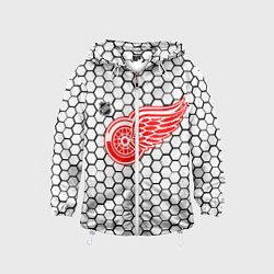 Ветровка с капюшоном детская Детройт Ред Уингз - белые соты, цвет: 3D-белый