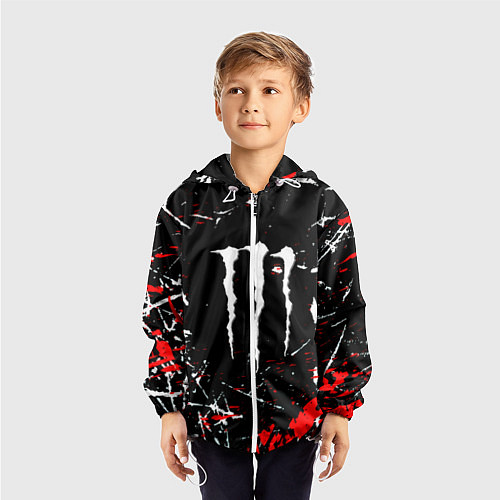 Детская ветровка Monster energy штрихи / 3D-Белый – фото 3