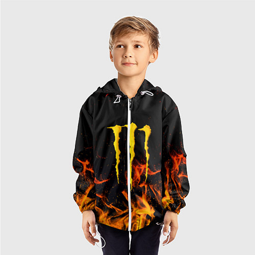 Детская ветровка Monster energy orange fire / 3D-Белый – фото 3