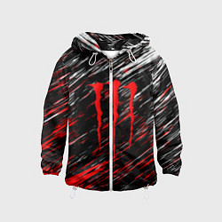 Ветровка с капюшоном детская Monster energy полосы красок, цвет: 3D-белый