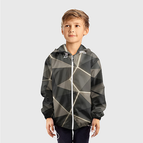 Детская ветровка Серая объемная текстура с гранями / 3D-Белый – фото 3