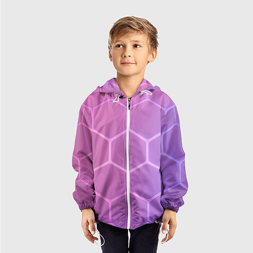Детская ветровка Розовые неоновые соты / 3D-Белый – фото 3