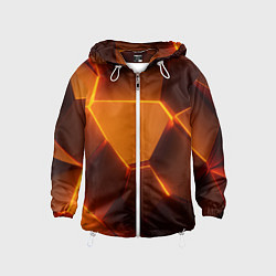 Ветровка с капюшоном детская Оранжевые объемные пластины, цвет: 3D-белый