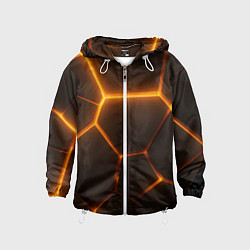 Ветровка с капюшоном детская Оранжевое свечение текстура, цвет: 3D-белый