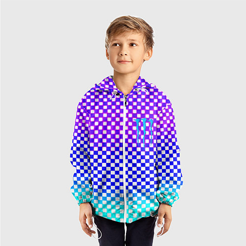 Детская ветровка Monster шахматная клетка градиент / 3D-Белый – фото 3
