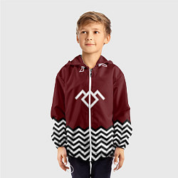 Ветровка с капюшоном детская Твин Пикс - лого, цвет: 3D-белый — фото 2