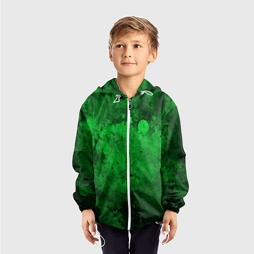 Детская ветровка Абстракция - green acid stains / 3D-Белый – фото 3