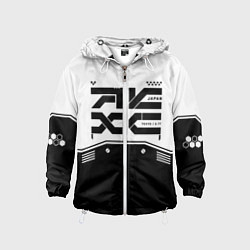 Ветровка с капюшоном детская Кибер текстура - черно белая, цвет: 3D-белый