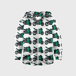 Ветровка с капюшоном детская Motorcycle turquoise, цвет: 3D-белый