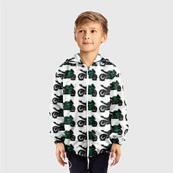 Ветровка с капюшоном детская Motorbike dark green, цвет: 3D-белый — фото 2