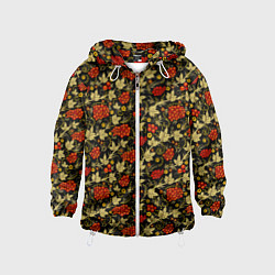 Ветровка с капюшоном детская Традиционный русский узор, цвет: 3D-белый