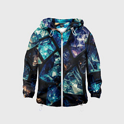 Ветровка с капюшоном детская Текстура драгоценных камней, цвет: 3D-белый