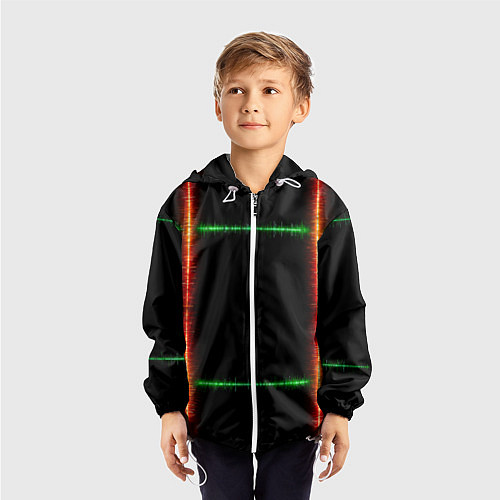 Детская ветровка Color green orange lines / 3D-Белый – фото 3
