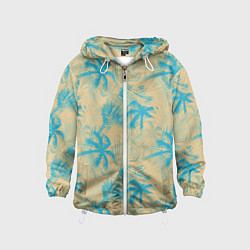 Ветровка с капюшоном детская Palm light blue beige, цвет: 3D-белый