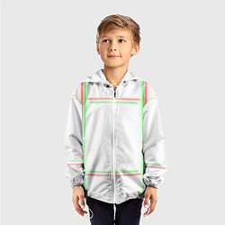 Ветровка с капюшоном детская Neon light green red, цвет: 3D-белый — фото 2