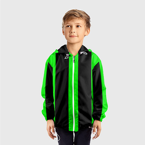 Детская ветровка Color green black lines / 3D-Белый – фото 3
