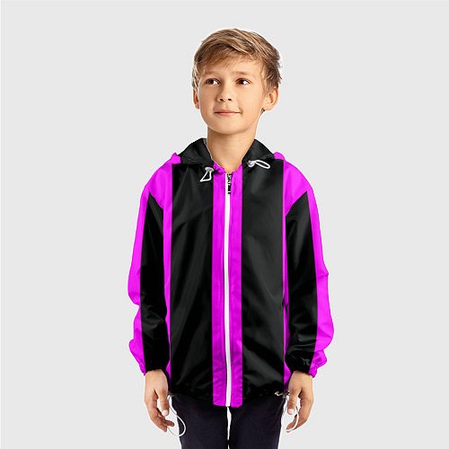 Детская ветровка Color black pink lines / 3D-Белый – фото 3