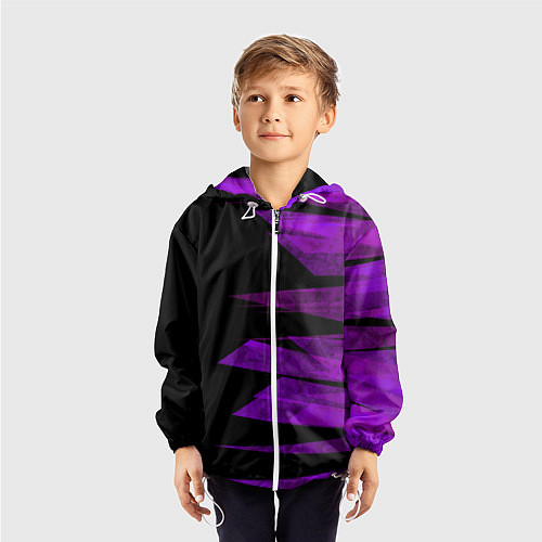 Детская ветровка Color purple black stripes / 3D-Белый – фото 3