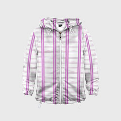 Ветровка с капюшоном детская Color white cage pink line, цвет: 3D-белый