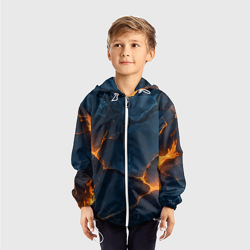 Детская ветровка Разлом плит с огнем / 3D-Белый – фото 3