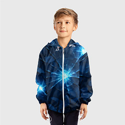 Ветровка с капюшоном детская Синий камуфляж со вспышками, цвет: 3D-белый — фото 2