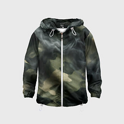 Ветровка с капюшоном детская Камуфляжная ткань с дымом, цвет: 3D-белый