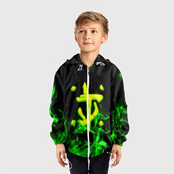 Ветровка с капюшоном детская Doom кислотное лого огненный, цвет: 3D-белый — фото 2