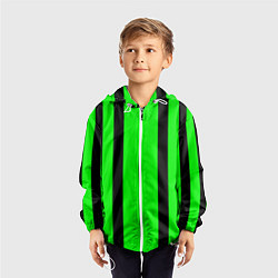 Ветровка с капюшоном детская Color black and green stripes, цвет: 3D-белый — фото 2