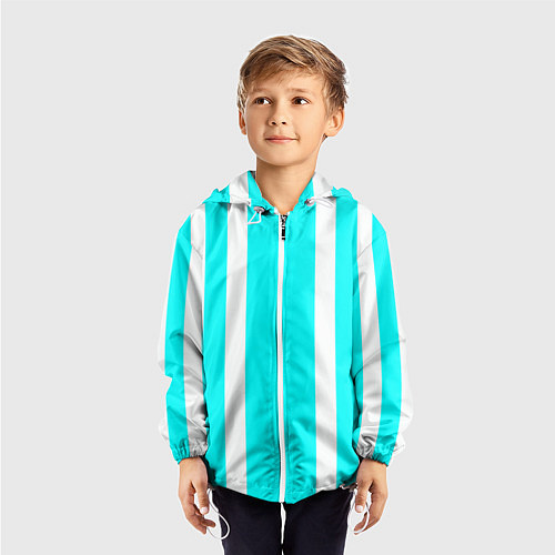 Детская ветровка Color blue white stripes / 3D-Белый – фото 3