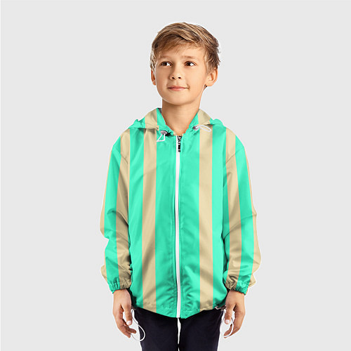 Детская ветровка Color blue beige stripes / 3D-Белый – фото 3