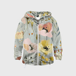 Ветровка с капюшоном детская Цветы и цветочки, цвет: 3D-белый