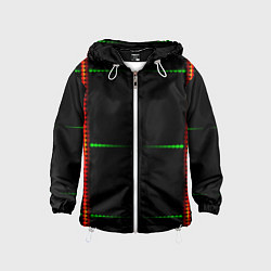 Ветровка с капюшоном детская Color black green orange stripes, цвет: 3D-белый
