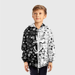 Ветровка с капюшоном детская Doom ачивки паттерн, цвет: 3D-белый — фото 2