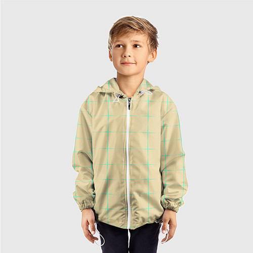 Детская ветровка Color beige green crosses / 3D-Белый – фото 3