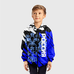 Ветровка с капюшоном детская Россия чёрно-синий штрихи, цвет: 3D-черный — фото 2