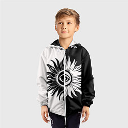 Ветровка с капюшоном детская Солнце черно-белое, цвет: 3D-белый — фото 2