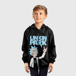 Ветровка с капюшоном детская Linkin Park и Рик Санчес из Рик и Морти, цвет: 3D-черный — фото 2