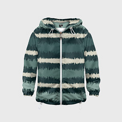 Ветровка с капюшоном детская Полосы зигзагообразные зеленые, цвет: 3D-белый