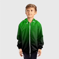 Ветровка с капюшоном детская Green gradient, цвет: 3D-белый — фото 2