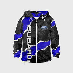 Ветровка с капюшоном детская Subaru - синий разрыв, цвет: 3D-белый