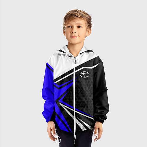 Детская ветровка Субару - blue sport / 3D-Белый – фото 3