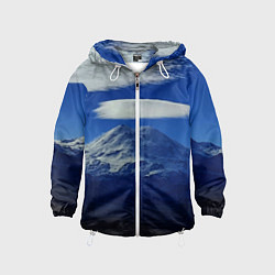 Ветровка с капюшоном детская Эльбрус с облаками, цвет: 3D-белый