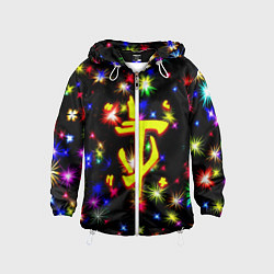 Ветровка с капюшоном детская Doom новогодние искры, цвет: 3D-белый