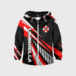 Ветровка с капюшоном детская Красный спортивный - Umbrella, цвет: 3D-белый