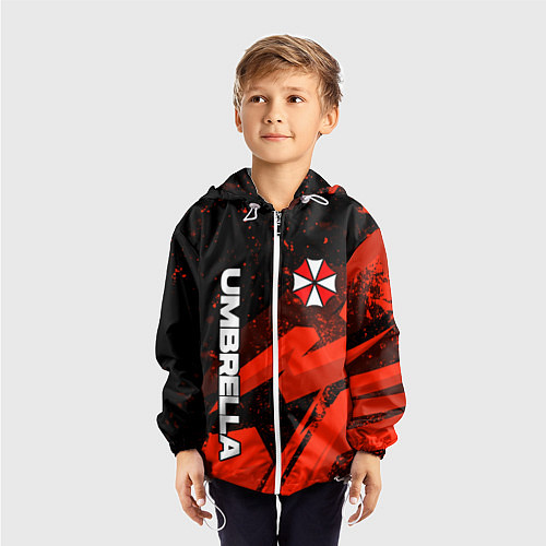 Детская ветровка Umbrella corp - красный / 3D-Белый – фото 3